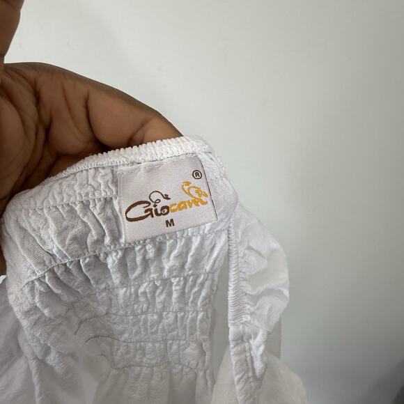 Giocam Halter Embroidered Asymm Smocked Babydoll Midi Sundress Beach M Y2K New - Picture 5 of 6